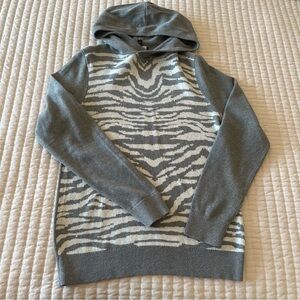 Gray and White Zebra Print Hoodie